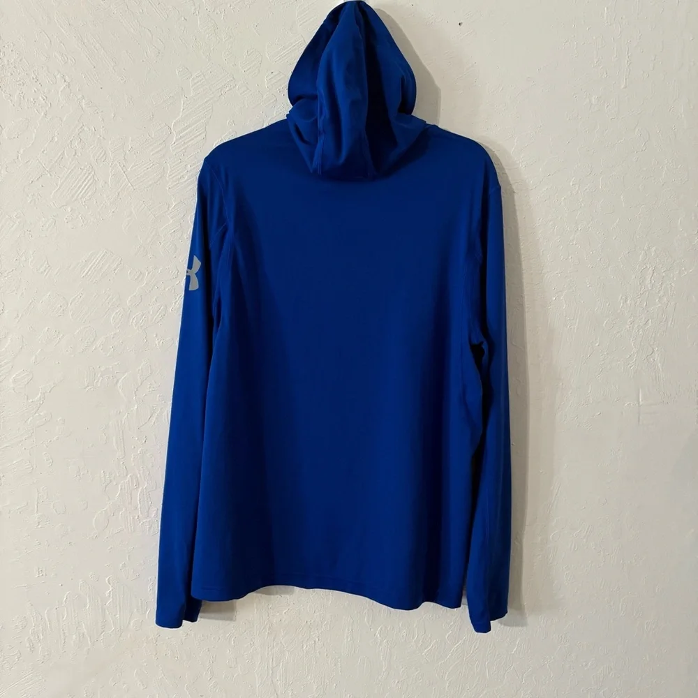 UNDER ARMOUR Jacket Top Mens Size L Blue Full Zip Loose Heat Gear‎ Hood Light